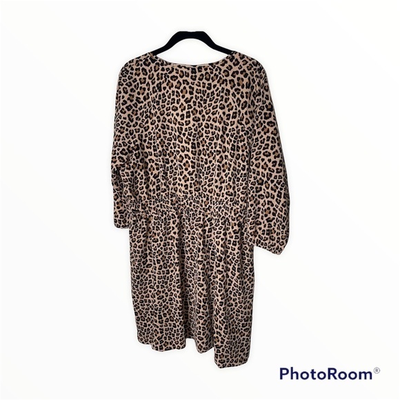 NWT CITY CHIC Cheetah Tunic Elastic Waist Mini Dress Long Sleeve Size 12 - Picture 7 of 8